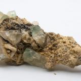 Fluorite, Aragonite<br />Peñas Blancas Mine, Municipio San Pablo de Borbur, Western Emerald Belt, Boyacá Department, Colombia<br />16 x 8 x 5 cm<br /> (Author: Bergur_E_Sigurdarson)