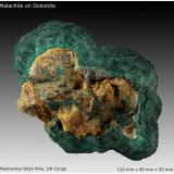 Malachite on Dolomite<br />Mashamba West Mine, Kolwezi District, Lualaba, Katanga Copper Crescent, Katanga (Shaba), Democratic Republic of the Congo (Zaire)<br />120 mm x 90 mm x 50 mm<br /> (Author: silvia)