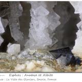 Anatase and Albite<br />Ville des Glaciers, Savoie, Auvergne-Rhône-Alpes, France<br />fov 4.8 mm<br /> (Author: ploum)