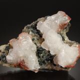 Calcite with Quartz with Goethite and Pyrite inclusions<br />Helen-MacLeod Mines, McMurray and Chabanel Townships, Algoma District, Ontario, Canada<br />6.8 x 5.1 cm<br /> (Author: Michael Shaw)