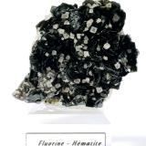 Hematite and Fluorite<br />Les Droites (south face), Mont Blanc Massif, Chamonix, Haute-Savoie, Auvergne-Rhône-Alpes, France<br />60mm x 55mm x 35mm<br /> (Author: Philippe Durand)