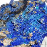 Azurite, Chalcophyllite<br />pania Dolina (Herrengrund), Banská Bystrica, Banská Bystrica Region, Slovak Republic<br />3,5 x 3 cm<br /> (Author: Volkmar Stingl)