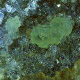 Prehnite, Quartz<br />Ranalt, Neustift im Stubaital, Stubai Valley, Innsbruck-Land District, North Tyrol, Tyrol/Tirol, Austria<br />FoV 1,4 x 1,0 cm<br /> (Author: Volkmar Stingl)