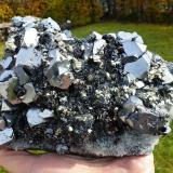 Galena, Pyrite, Sphalerite, QuartzMadan mining area, Rhodope Mountains, Smolyan Oblast, BulgariaSpecimen size 19 x  12 x 7 cm, largest galena crystals ~ 2 cm (Author: Tobi)