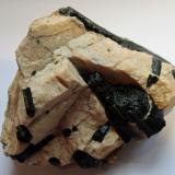 Schorl (Tourmaline Group), Orthoclase<br />Elk Creek Pegmatite, Elk Township, Lewisville, Chester County, Pennsylvania, USA<br />130mm x 120mm x 70mm<br /> (Author: James Catmur)