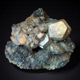 Pyrite on Hematite<br />Rio Mine (Rio Marina Mine), Valle Giove stope, Rio Marina, Elba Island, Livorno Province, Tuscany, Italy<br />84 mm x 71 mm x 40 mm<br /> (Author: Firmo Espinar)