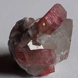 Elbaite (variety Rubellite), Quartz<br />Beni Bouzra (Bni Bouzra), Chefchaouen Province, Tanger-Tetouan-Al Hoceima Region, Morocco<br />2 x 2 cm<br /> (Author: Volkmar Stingl)