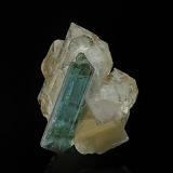Elbaite (variety indicolite), Quartz (variety smoky quartz)<br />Barra de Salinas, Coronel Murta, Vale do Jequitinhonha, Minas Gerais, Brazil<br />6.0 x 4.4 cm<br /> (Author: am mizunaka)