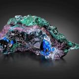 Gerhardtite and Buttgenbachite<br />Tenke deposit, Tenke-Fungurume area, Kolwezi District, Lualaba, Katanga Copper Crescent, Katanga (Shaba), Democratic Republic of the Congo (Zaire)<br />6.5 x 3 x 4 cm / main crystal: 2.8 cm.<br /> (Author: MIM Museum)