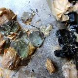 Quartz, Feldspar, Schorl, Muscovite, Fluorite<br />Davib East Farm 61 (Davib Ost Farm), Karibib District, Erongo Region, Namibia<br />FOV 5 cm<br /> (Author: Tobi)