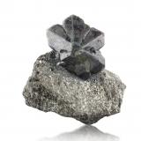 Chrysoberyl (variety alexandrite)<br />Krupskoye deposit, Izumrudnye Kopi area, Malyshevo, Sverdlovsk Oblast, Ural, Russia<br />10.5 x 5 x 10 cm / main crystal: 7 cm.<br /> (Author: MIM Museum)