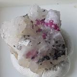 Erythrite, Quartz<br />Vignola Mine, Valsugana, Vignola-Falesina, Trento Province, Trentino-Alto Adige (Trentino-Südtirol), Italy<br />1,5 x 1,5 cm<br /> (Author: Volkmar Stingl)