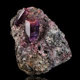 Corundum (variety sapphire) with rhodolite, Phlogopite and Spinel<br />Zazafotsy Quarry, Zazafotsy Commune, Fianarantsoa, Ihosy District, Horombe Region, Fianarantsoa Province, Madagascar<br />6.5 x 6 x 8 cm / main crystal: 2.9 cm<br /> (Author: MIM Museum)