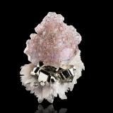 Fluorite on Quartz and Pyrite<br />Huanzala Mine, Huallanca District, Dos de Mayo Province, Huánuco Department, Peru<br />10 x 8.5 x 14.5 cm / main crystal: 9.5 cm<br /> (Author: MIM Museum)