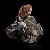 Fluorapatite on Muscovite<br />Fazenda Pavão, Serra do Salitre Municipality, Triângulo Mineiro e Alto Paranaíba Region , Brazil<br />13 x 7 x 11 cm / main crystal: 4.8 cm<br /> (Author: MIM Museum)