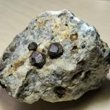 Almandina, MoscovitaCap de Creus, Cadaqués-Port de La Selva-Roses, Comarca Alt Empordà, Gerona / Girona, Catalonia / Catalunya, Spain82 mm x 74 mm. Cristal mayor: 10 mm. Masa: 331 g. (Autor: Carles Millan)