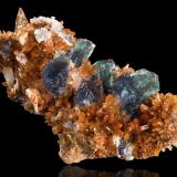 Creedite with Fluorite<br />Navidad Mine, Abasolo, Rodeo, Municipio de Rodeo, Durango, Mexico<br />20 x 10 x 10 cm / main crystal: 1.7 cm<br /> (Author: MIM Museum)