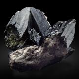 Volborthite<br />Milpillas Mine, Cuitaca, Municipio Santa Cruz, Sonora, Mexico<br />3 x 2.5 x 2 cm / main crystal: 1.8 cm.<br /> (Author: MIM Museum)