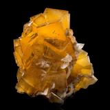 Fluorite with Calcite<br />Minerva I Mine, Rosiclare formation, Ozark-Mahoning group, Cave-in-Rock Sub-District, Hardin County, Illinois, USA<br />9 x 14 x 15.5 cm / main crystal: 6 cm.<br /> (Author: MIM Museum)