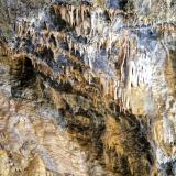Calcite Barite Flowstone<br />Blue John Mine (Blue John Cavern), Castleton, High Peak District, Derbyshire, England / United Kingdom<br />Pano 10 meter<br /> (Author: Forrestblyth)