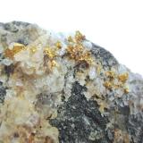 Gold, quartz<br />Ciamousira Mountain, Brusson, Val d'Ayas, Aosta Valley (Val d'Aosta), Italy<br />FOV 4 cm<br /> (Author: Tobi)