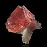 Fluorite with Quartz on Calcite<br />Aiguille Verte, Mont Blanc Massif, Chamonix, Haute-Savoie, Auvergne-Rhône-Alpes, France<br />9.5 x 8.5 x 11 cm / main crystal: 7.3 cm.<br /> (Author: MIM Museum)