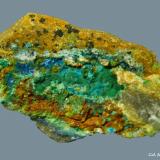 Crisocola y Azurita.<br />Mina La Reforma, El Pinar de Bédar, El Pinar, Bédar, Comarca Levante Almeriense, Almería, Andalucía, España<br />32x20 mm.<br /> (Autor: Jesus Franquesa Baucells)