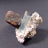 Siderite, Aquamarine, Feldspar<br />Erongo Mountain, Usakos, Erongo Region, Namibia<br />35 mm x 32 mm x 28 mm<br /> (Author: Don Lum)