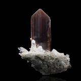 Brookite with Quartz<br />Thurdook mining area, Zard Mountains, Ras Koh Mountains, Kharan District, Balochistan (Baluchistan), Pakistan<br />6 x 8 x 7 cm / main crystal: 5.5 cm<br /> (Author: MIM Museum)