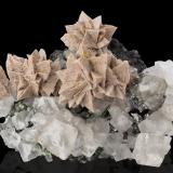 Helvine with Fluorite<br />Hexigten Banner (Kèshíkèténg Qí), Chifeng (Ulanhad), Inner Mongolia Autonomous Region, China<br />15 x 10 x 9 cm / main crystal: 2.5 cm.<br /> (Author: MIM Museum)