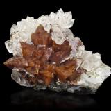 Genthelvite with Quartz<br />Hexigten Banner (Kèshíkèténg Qí), Chifeng (Ulanhad), Inner Mongolia Autonomous Region, China<br />6 x 5 x 5 cm / main crystal: 1.6 cm<br /> (Author: MIM Museum)