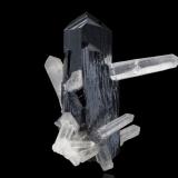 Ilvaite with Quartz<br />Hexigten Banner (Kèshíkèténg Qí), Chifeng (Ulanhad), Inner Mongolia Autonomous Region, China<br />5.5 x 7 x 7.5 cm / main crystal: 7.4 cm<br /> (Author: MIM Museum)