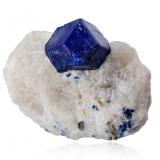 Lazurite<br />Sar-e Sang, Koksha Valley, Khash & Kuran Wa Munjan Districts, Badakhshan Province, Afghanistan<br />9 x 7 x 6 cm / main crystal: 3.7 cm.<br /> (Author: MIM Museum)