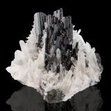 Hübnerite with Quartz and Tetrahedrite<br />Huayllapon Mine (Huallapon Mine), Pasto Bueno, Pampas District, Pallasca Province, Ancash Department, Peru<br />18 x 14 x 14 cm / main crystal: 6 cm.<br /> (Author: MIM Museum)