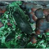 Malachite after Azurite on Goethite<br />Milpillas Mine, Cuitaca, Municipio Santa Cruz, Sonora, Mexico<br />13 cm x 7 cm x 4 cm<br /> (Author: silvia)
