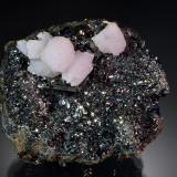 Calcite on TetrahedritePachapaqui mining district, Pachapaqui, Aquia District, Bolognesi Province, Ancash Department, Peru6.7 x 5.9 x 4.6 cm (Author: Michael Shaw)