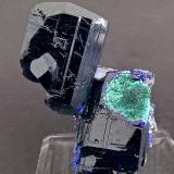 Azurite and Malachite<br />Shaft IX (Puit IX), Zellidja Mine, Touissit, Touissit-Bou Beker mining district, Jerada Province, Oriental Region, Morocco<br />5 × 3.7 × 3.5 cm<br /> (Author: Jordi Fabre)
