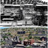 OLD MINE VERSUS MODERN MINE 2

The upper photograph, dating to the late 1800s, reveals the Ojuela miner’s village as a bustling, self-contained settlement clinging to the mountainside. Tiered rows of miners&rsquo; modest dwellings are perched above the industrial heart of the operation: a dense cluster of offices, workshops, and amenities. Dominating the foreground, two main head frames stand as powerful sentinels, their structures marking the vital gateways to the subterranean workings that were the community&rsquo;s entire reason for being. This was a place of relentless industry, carved directly into the unforgiving landscape.


Over a century later, the modern photograph tells a story of profound decay and reclamation. The mighty head frames have vanished, and the steep slopes where the miners&rsquo; dwellings once stood are now hauntingly bare, their former existence marked only by scattered stone foundations — the ghostly footprints of a lost community. Below, the once-thriving centre of the mine has crumbled into dilapidated shells, a somber monument to a bygone era of immense wealth and hardship. Amidst the general ruin, the more robust, stone-walled structures of what were likely the workshops, blacksmith, and engineering facilities stubbornly endure, their skeletal remains the last vestiges of the mine’s formidable power. (Author: silvia)