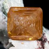 Wulfenite with DolomiteTsumeb Mine, Tsumeb, Otjikoto Region, Namibiamain crystal: 1.1 × 1.1 cm (Author: Jordi Fabre)