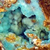 SchulenbergitaMina Hilarion, Zona Hilarion, Minas Kamariza, Agios Konstantinos, Distrito minero Lavrion, Prefectura Attikí (Attica), GreciaCampo de visión 5 mm. (Autor: Antonio P. López)