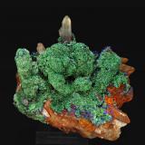 Malachite with Azurite and QuartzZona M'Cissi, Comuna Alnif, Provincia Tinghir, Región Drâa-Tafilalet, Marruecos9.4 × 7.3 × 8.8 cm (Author: Jordi Fabre)