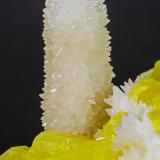 Calcita con Azufre<br />Mina Racalmuto, Racalmuto, Provincia Agrigento (Girgenti), Sicilia, Italia<br />cristal principal: 2 × 1.9 cm<br /> (Autor: Jordi Fabre)