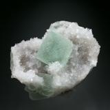 Fluorite, Quartz<br />Homestake-Jack Pot Mine, Black Mountains, Oatman District-San Francisco District, Mohave County, Arizona, USA<br />6x4x3 cm overall size<br /> (Author: Jesse Fisher)