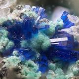 LinaritaMina Terreras, Filón "Terreras", Alto del pozo del Carril, Villanueva del Duque, Comarca Los Pedroches, Córdoba, Andalucía, EspañaCampo de visión de  1 mm. (Autor: Antonio Carmona)