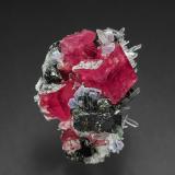 Rhodochrosite, Quartz, Fluorite, TetrahedriteMina Sweet Home, Steves pocket, Monte Bross, Distrito Alma, Condado Park, Colorado, USA4.5 x 3.7 cm (Author: am mizunaka)