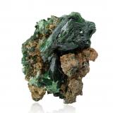 Szenicsite on Powellite and MolybdeniteJardinera número 1 Mine, Inca de Oro, Chañaral Province, Atacama Region, Chile8.5 x 8 x 9 cm / main crystal: 2.9 cm (Author: MIM Museum)