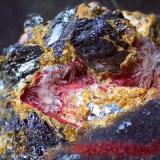 Klebelsbergite, Metastibnite, Stibnite<br />Pereta Mine, Pereta, Magliano in Toscana, Grosseto Province, Toscana, Italy<br />FoV ca. 2 x 1 cm<br /> (Author: Volkmar Stingl)