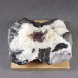 CinabrioMina Chatian, Distrito Chatian, Fenghuang, Prefectura Autónoma Xiangxi,  Provincia Hunan, China8 x 6 x 4,5 cm. Cristal 15 x 13 milímetros. (Autor: J. G. Alcolea)