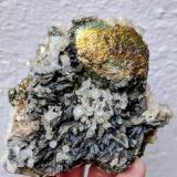 Arsenopirita, Pirita, Moscovita, Cuarzo<br />Minas da Panasqueira, Aldeia de São Francisco de Assis, Covilhã, Castelo Branco, Cova da Beira, Región Centro, Portugal<br />9,8 x 8,0 x 6,3 cm<br /> (Autor: carles)