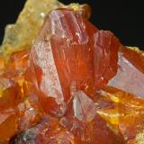 OrpimentMina Quiruvilca (Mina La Libertad), Distrito Quiruvilca, Provincia Santiago de Chuco, Departamento La Libertad, Perúmain crystal size: 1.9 x 1.6 cm (Author: Jordi Fabre)